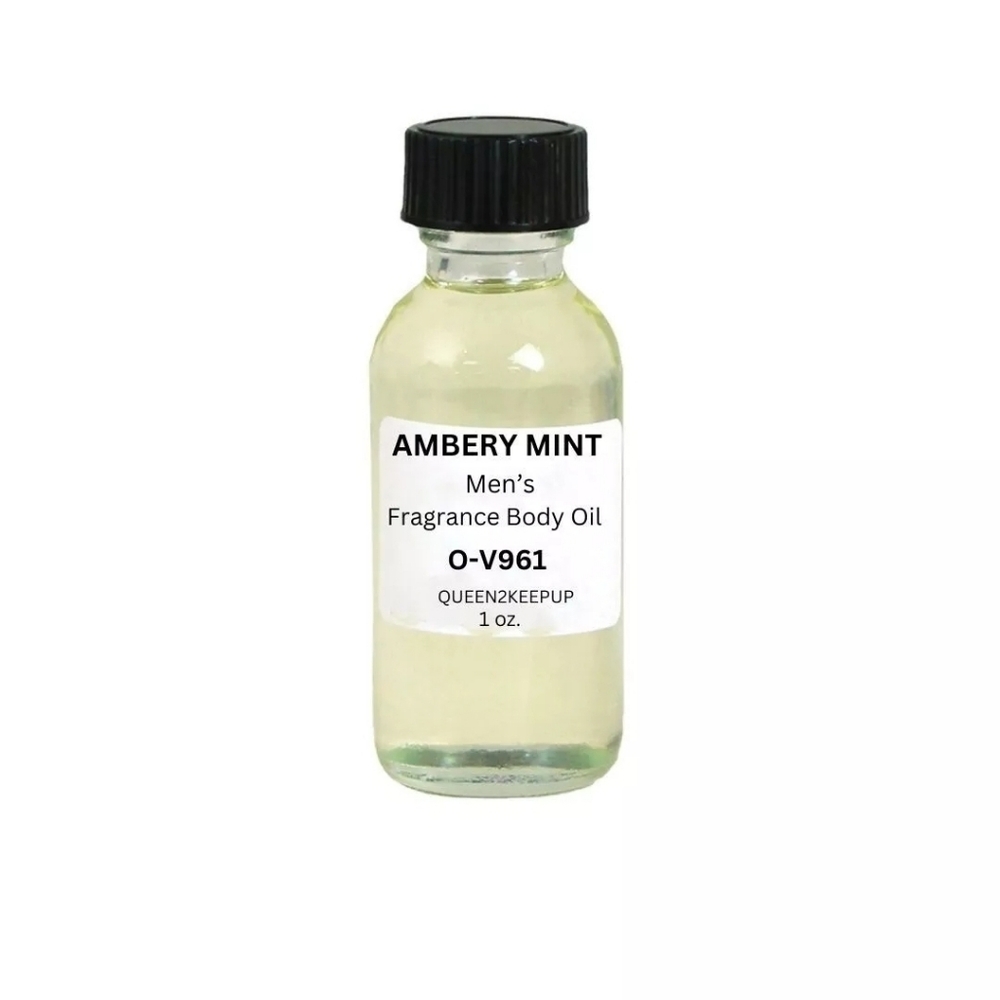 Ambery Mint (Men) Body Oil 1 oz Fragrance All Natural Scent Glass Bottle